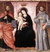 ANTONIAZZO ROMANO Madonna Enthroned with the Infant Christ and Saints jj oil